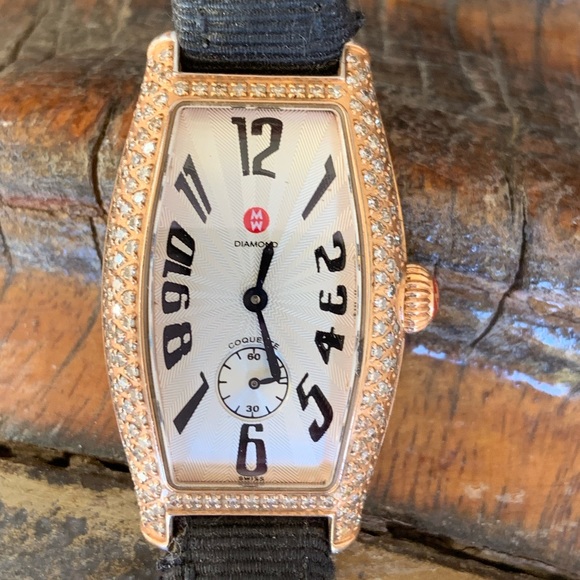 Michele Coquette * Beautiful Rose Tone Valerie Aldrich Watch w/Diamonds - Picture 3 of 16